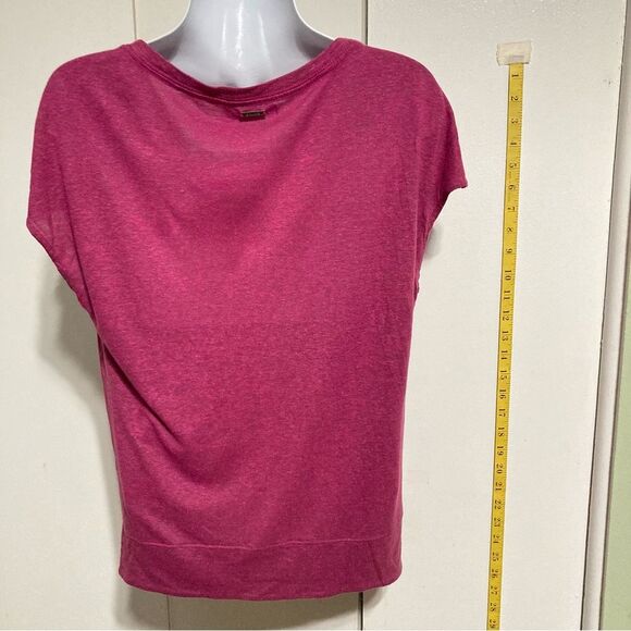 PrAna Pacific Drift Crossover Fuschia Purple Bottom Twist Top T Shirt Womens XS - Picture 6 of 13